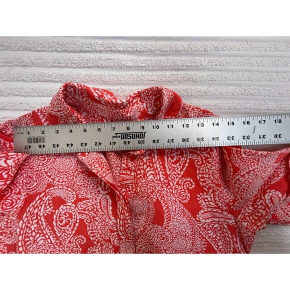 Chico's Womens Red White Paisley Print Linen Short Sleeve Shirt Dress Size 1 - Picture 6 of 9